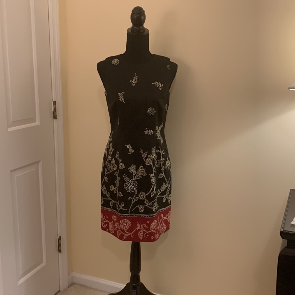 Ann Taylor black silk patterned dress